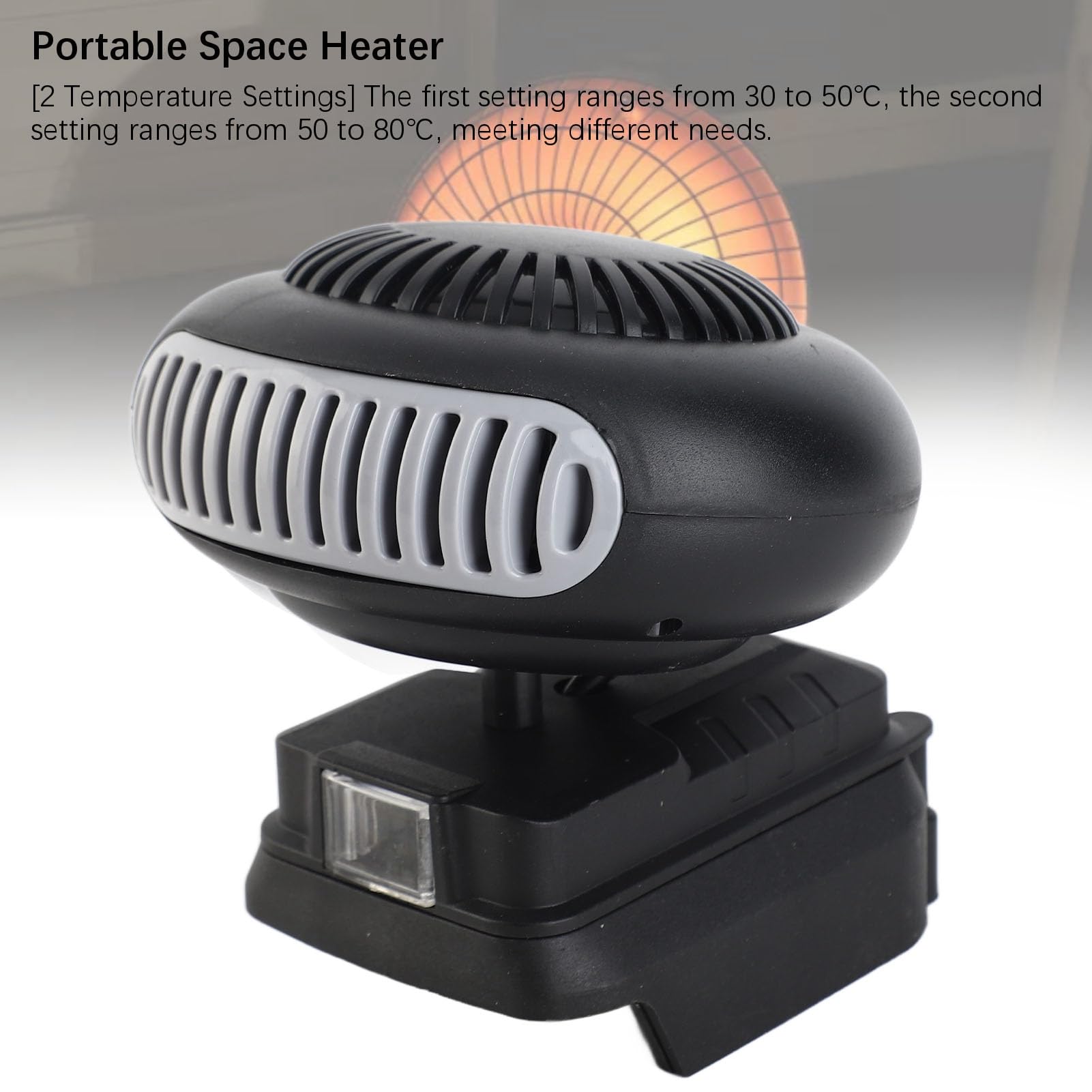 Chauffage D'appoint alimenté par Batterie pour Usage Domestique et de Bureau, Radiateur électrique 170 W, 2 Vitesses, 18 V, Portable, Compact, Faible Consommation D'énergie,