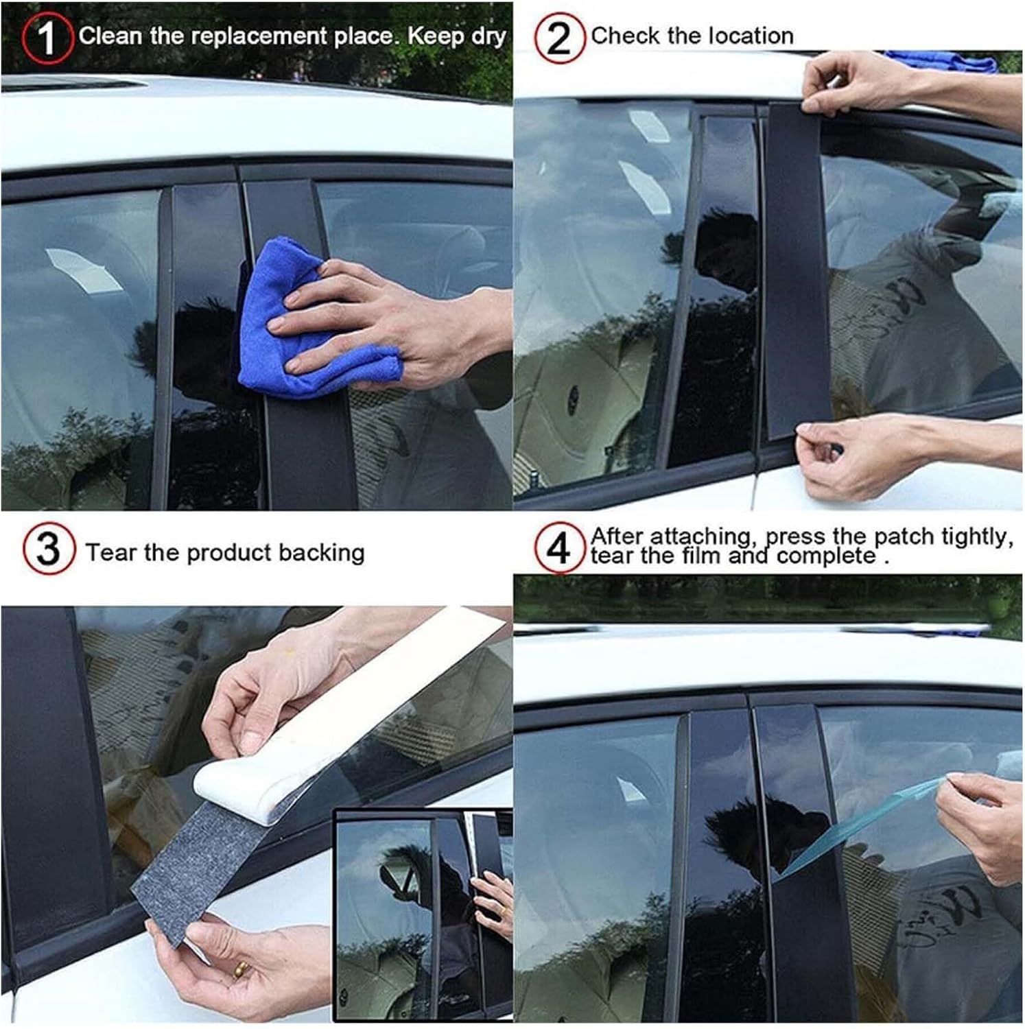 Black B-Pillar Stickers for Cars for Ford F250 1999-2014, Window Pillar Trim Covers 3M Adhesive Door Frame Protector Exterior Protection