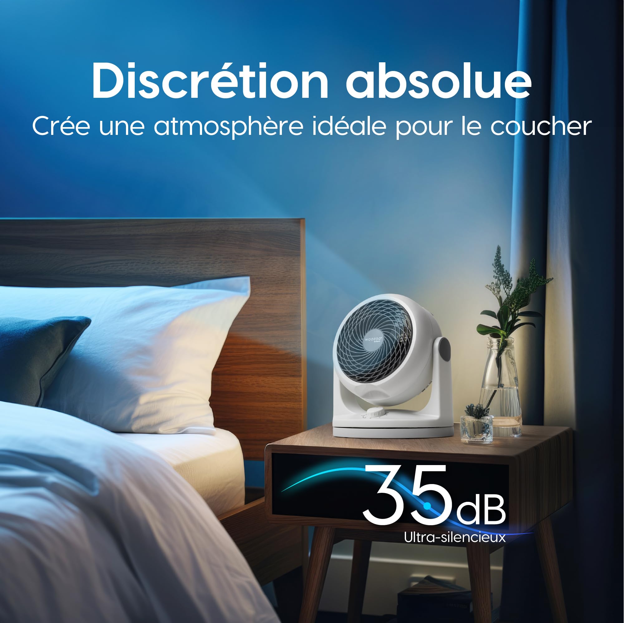 Iris Ohyama, Ventilateur Silencieux de Bureau avec Oscillation - Woozoo - HD18, Plastique, Blanc, 34 W, 23 m², 29 x 19 x 31 cm 530376