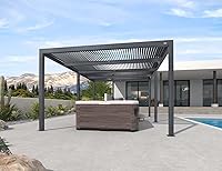 Vista 25 de PURPLE LEAF 94AS - Pérgola pequeña de aluminio compacto de 10 x 12 pies con techo rígido con listones ajustables para patio, cubierta de terraza