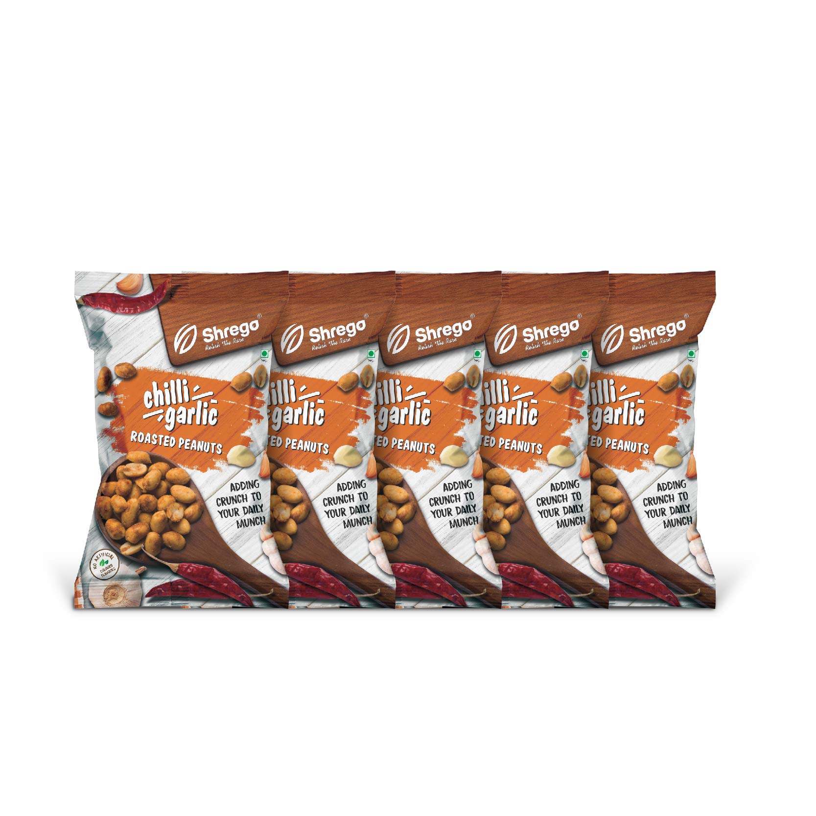 SHREGO Chilli Garlic Roasted Peanuts 700G (5X140G) (Pack of 5)