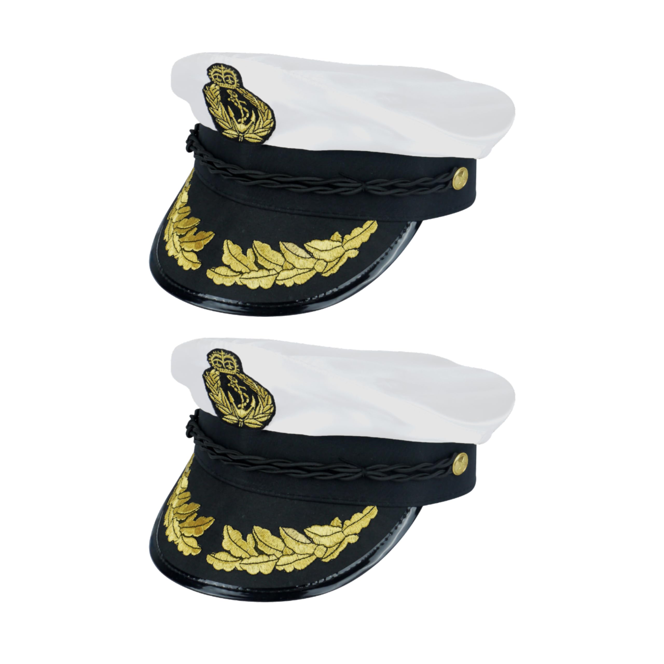 Lizzy 2 x Navy Captain Hat (Adult) | Unisex Navy, yacht Boat Captain cap Sea Marine fancy dress Costume Accessory, for Halloween Cosplay