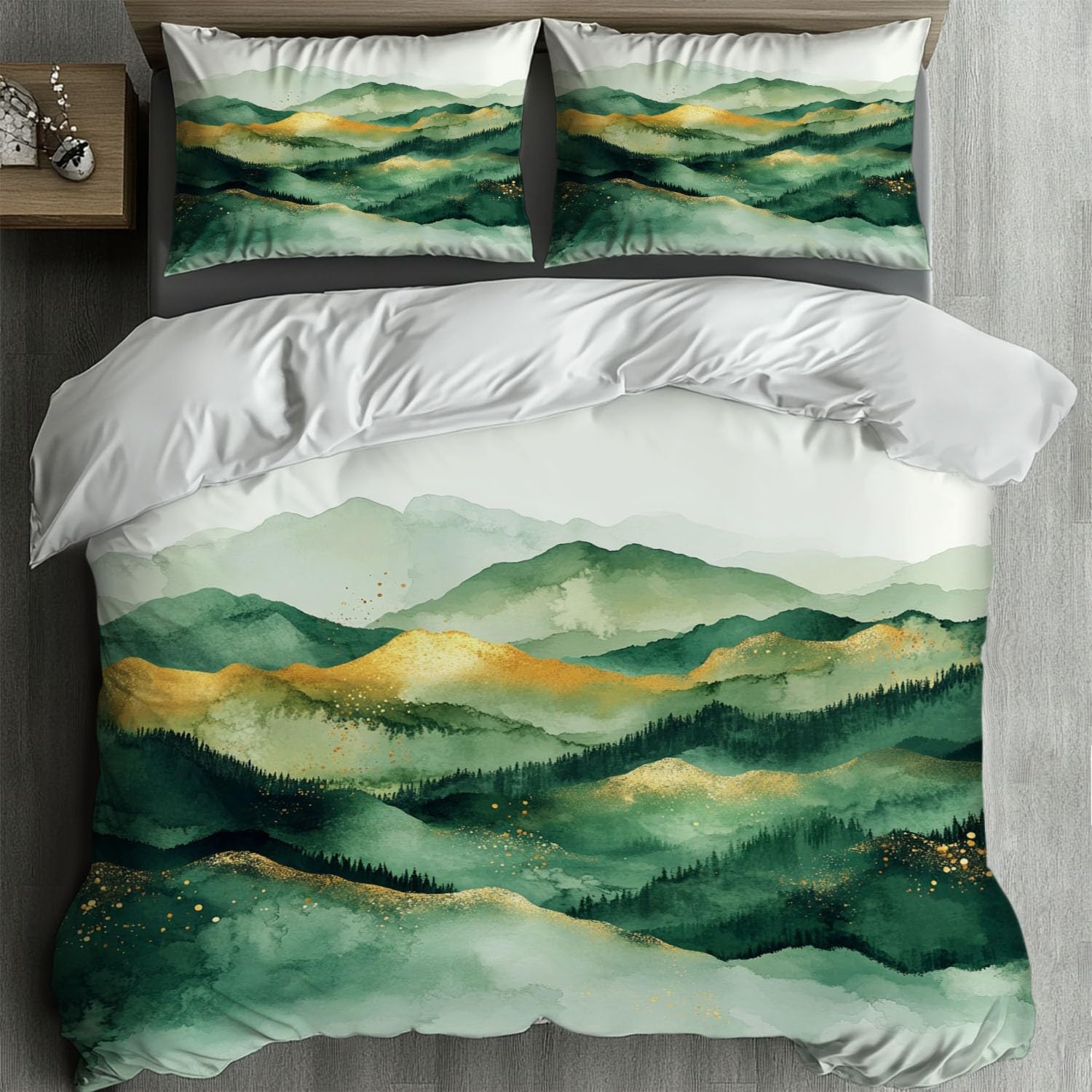 Housse de couette 220x240 paysage de montagne pour lit ado et adulte