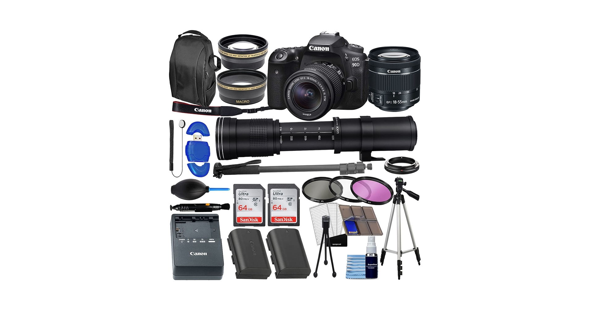 Amazon.com : Canon EOS 90D DSLR Camera w/ 18-55mm Lens Bundle +