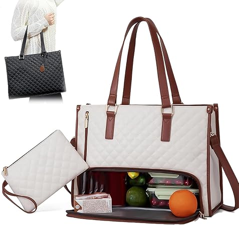 2 in 1 Tote Bag Lunch Bag Combo, 2 in 1 Lunch Tote Bag for Women, 15.6