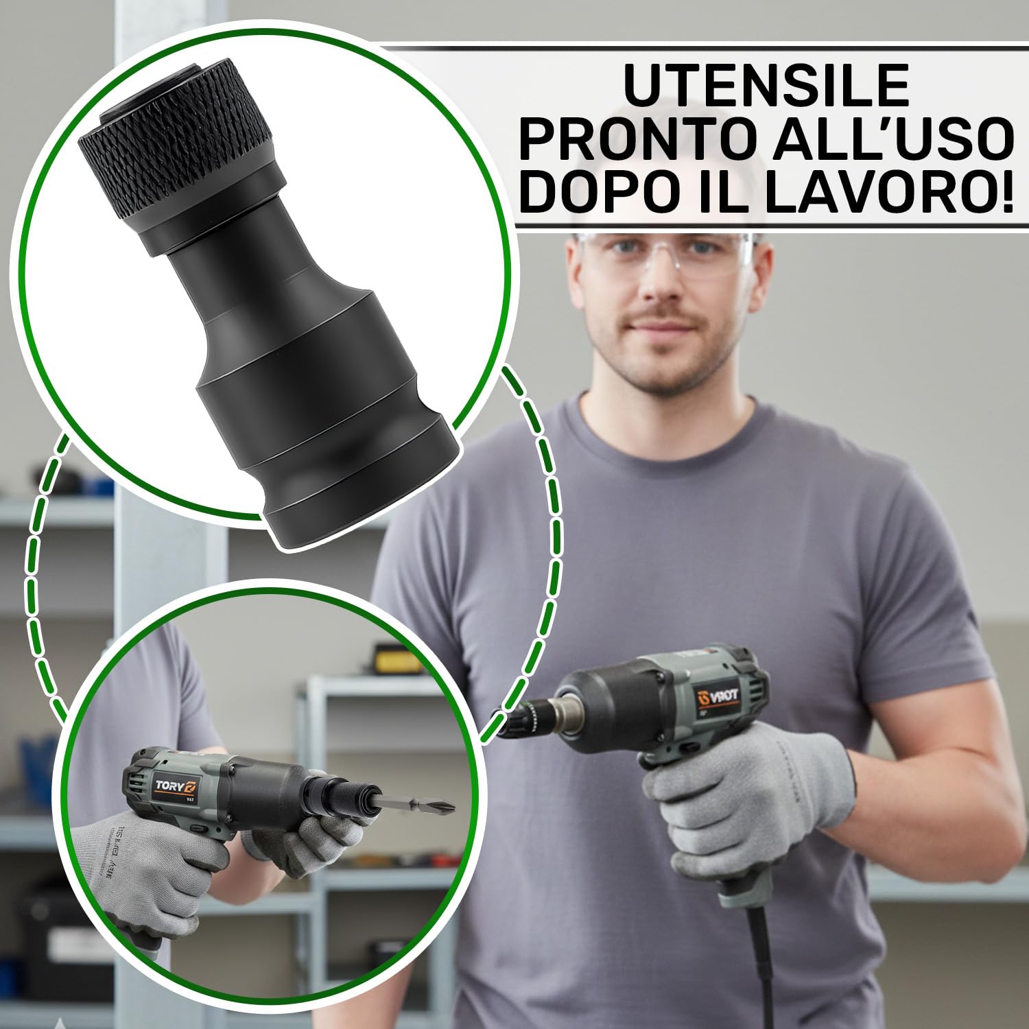 ONIX TECH Adattatore Avvitatore a Impulsi 1/2 per Avvitatore a Impulsi - con Ingresso da 1/2“ Quadrato e Uscita da 1/4” Esagonale - Alta Gamma di CR-V - Garanzia di 5 Anni