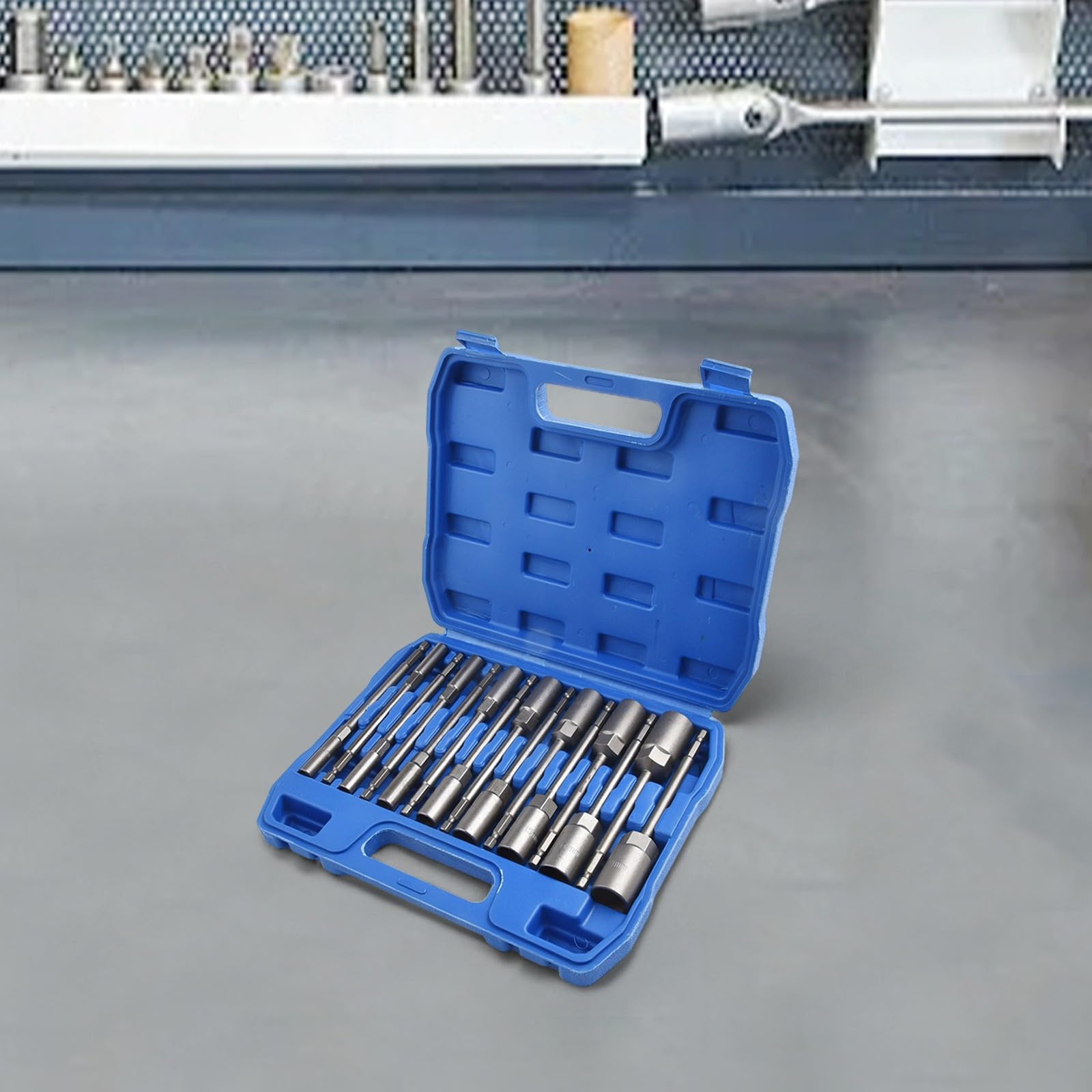 Zestaw kluczy nasadowych, długość 150 mm, 15 sztuk, metryczne tuleje sześciokątne, 5,5 do 19 mm, do elektronarzędzi i śrubokrętów ręcznych