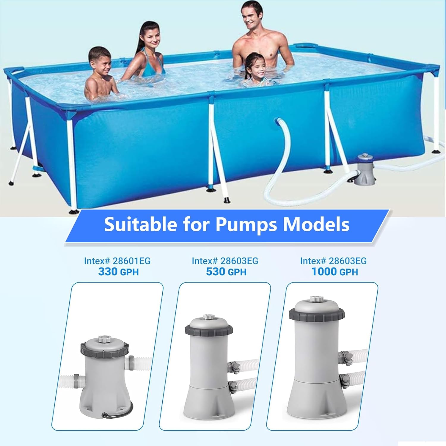 1-1/4-Inch Replacement Pool Hoses for Intex Coleman Bestways Above Ground Pools,1.25" Diameter Pool Hose Compatible with Intex Pump Models #607/#637 (White- 3 Pack)