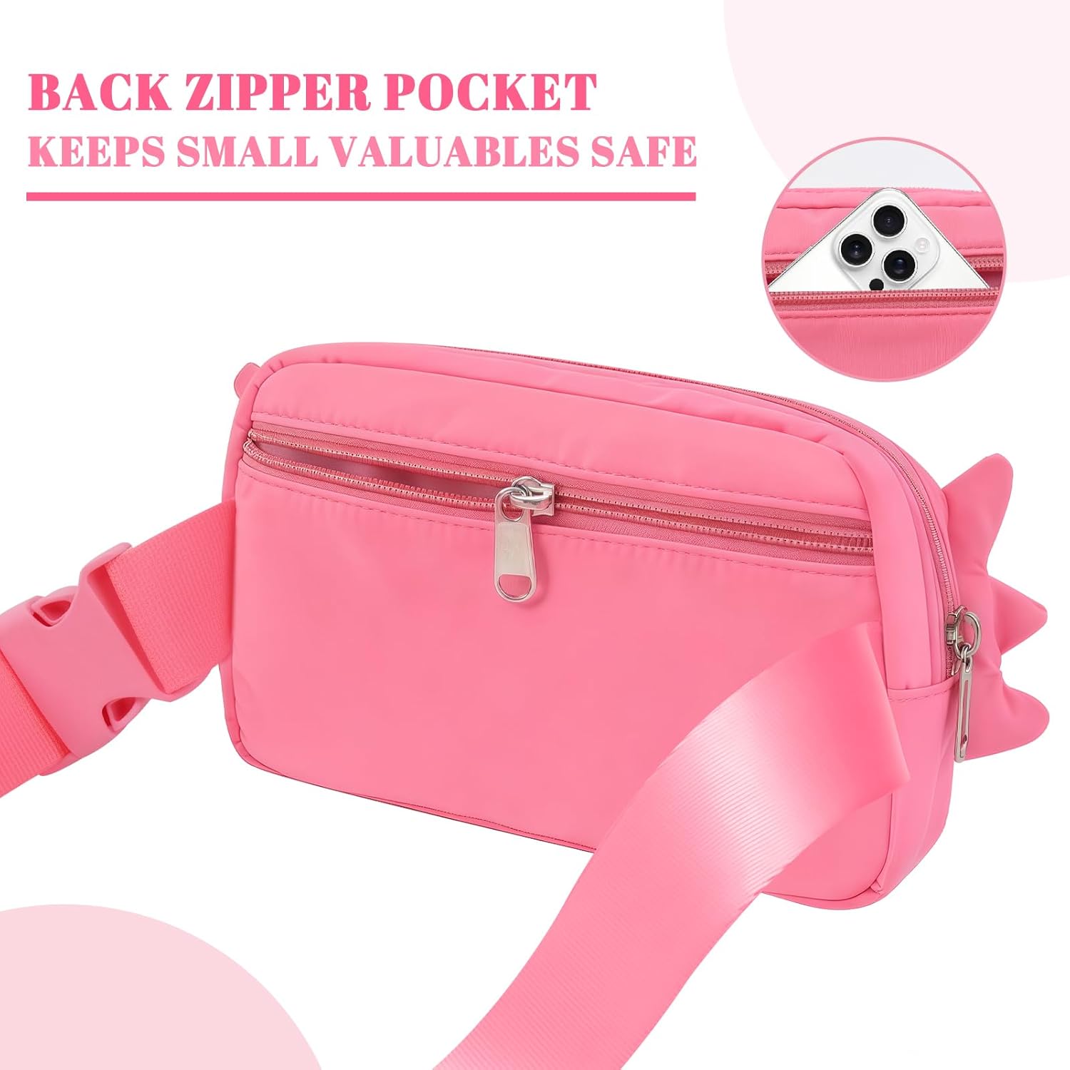 Fanny Pack Crossbody for Girls, Cartoon Axolotl Waistpack with Adjustable Strap for Birthday Christmas Personalized Gifts for Teen Girls, Fanny Pack Crossbody Bag Belt Bag Cute Trendy Stuff (Pink) - Image 6