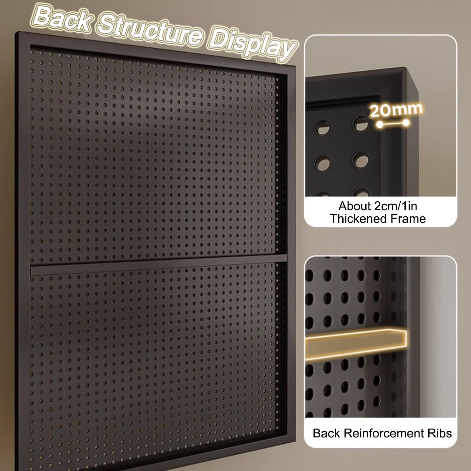 Organizador Herramientas Pared Panel Herramientas Pared Panel Perforado de Acero Inoxidable con 10 Ganchos de Metal para Garaje Taller y Regalo para Hombres(White,40 * 60cm/16 * 24in)