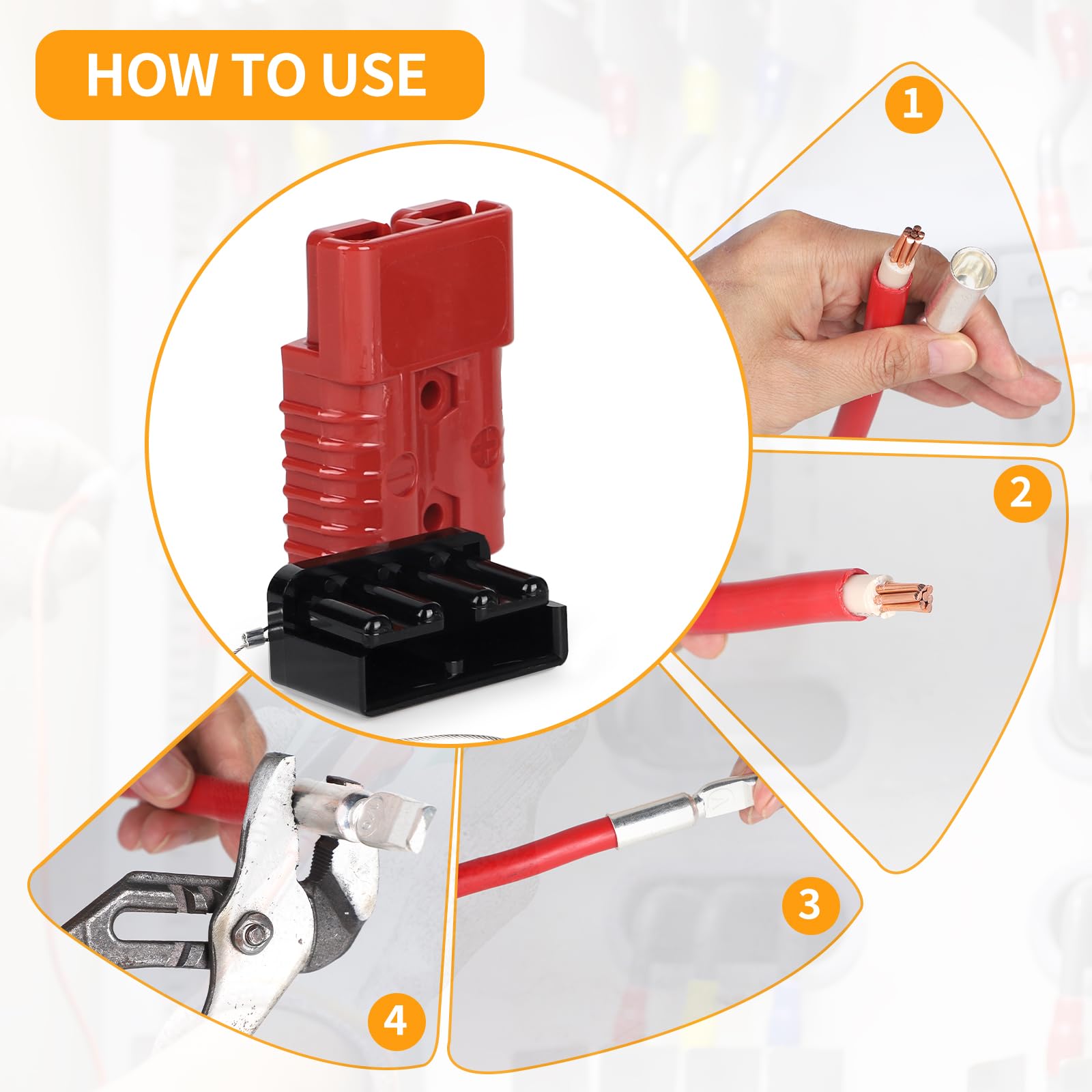 DBREAKS 4 Pezzi Batteria a Connessione Rapida, 175A Spina Cavo Terminale Batteria Alimentazione, Rosso Connettore di Batteria, Connettore Batteria a Connessione Rapida di Cablaggio per Auto