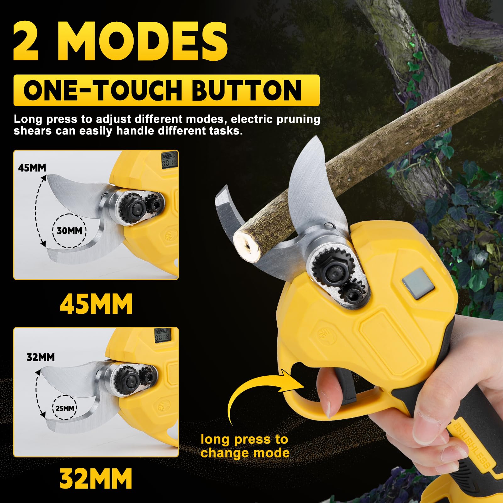 Tijeras de Podar Eléctricas Compatibles con Dewalt 18V 20V sin batería | Tijeras de Poda bateria de 40 mm Tijeras de podar electrica 500W con Motor Brushless para Jardinería, Árboles Frutales