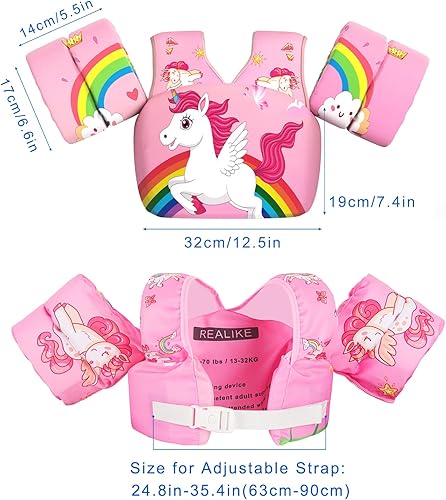 Miniatura 2 de REALIKE Chaleco de natación para niños pequeños, flotadores, ayudas de natación con arnés de hombro, alas de brazo para niñosbebésbebé, playa,