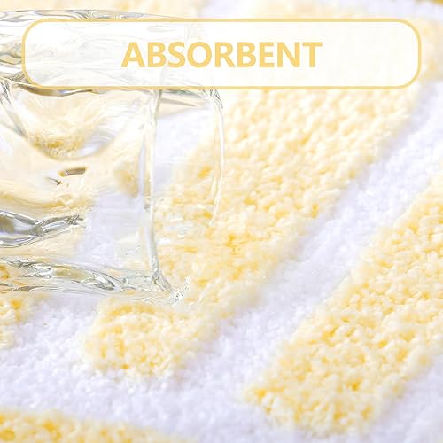 Miniatura 4 de TRUEDAYS Alfombra de baño beige, medio círculo, bonita alfombra de baño bohemia, suave y esponjosa, absorbente de agua, lavable a máquina