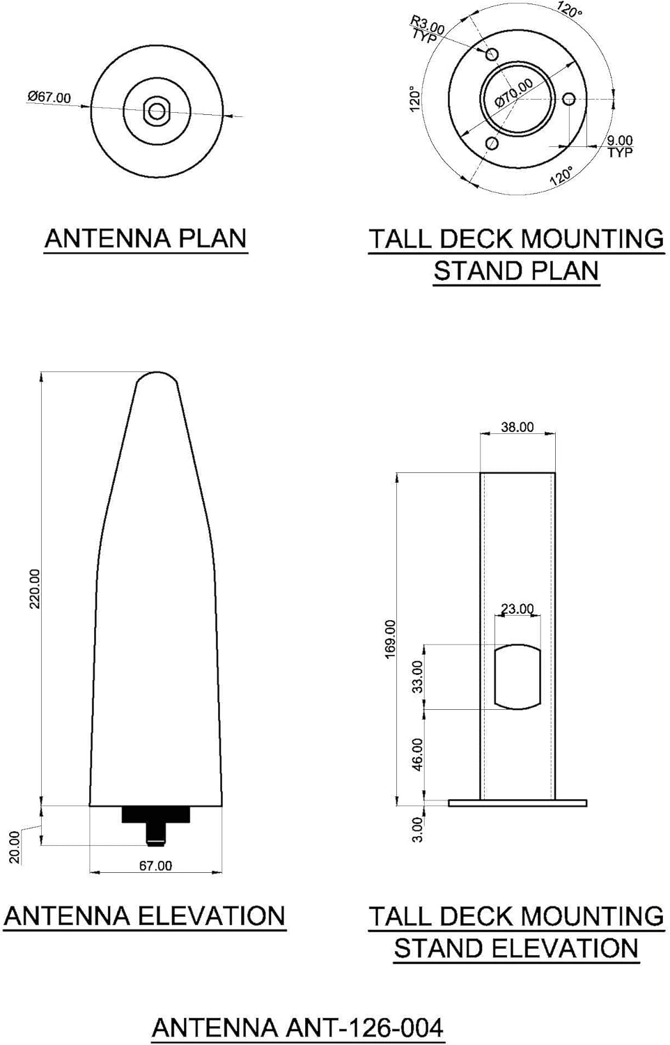 Proxicast 8.5 dBi Pro-Gain 4G / 5G / WIFI Omni-Directional Ultra Wideband Marine Grade Antenna with Stainless Outdoor Deck Mount for Boat, Salt Water or Corrosive Applications - Black (ANT-126-004-BM) : Electronics