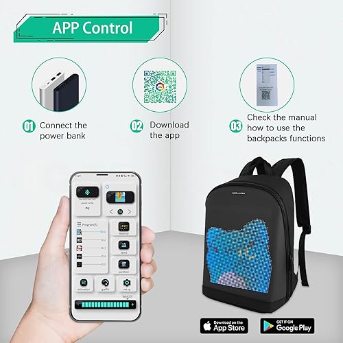 Miniatura 4 de Mochila para laptop, mochila impermeable inteligente LED dinámica mochila de ciclismo viaje mochila Bluetooth mochila, Negro -, Mochila para laptop