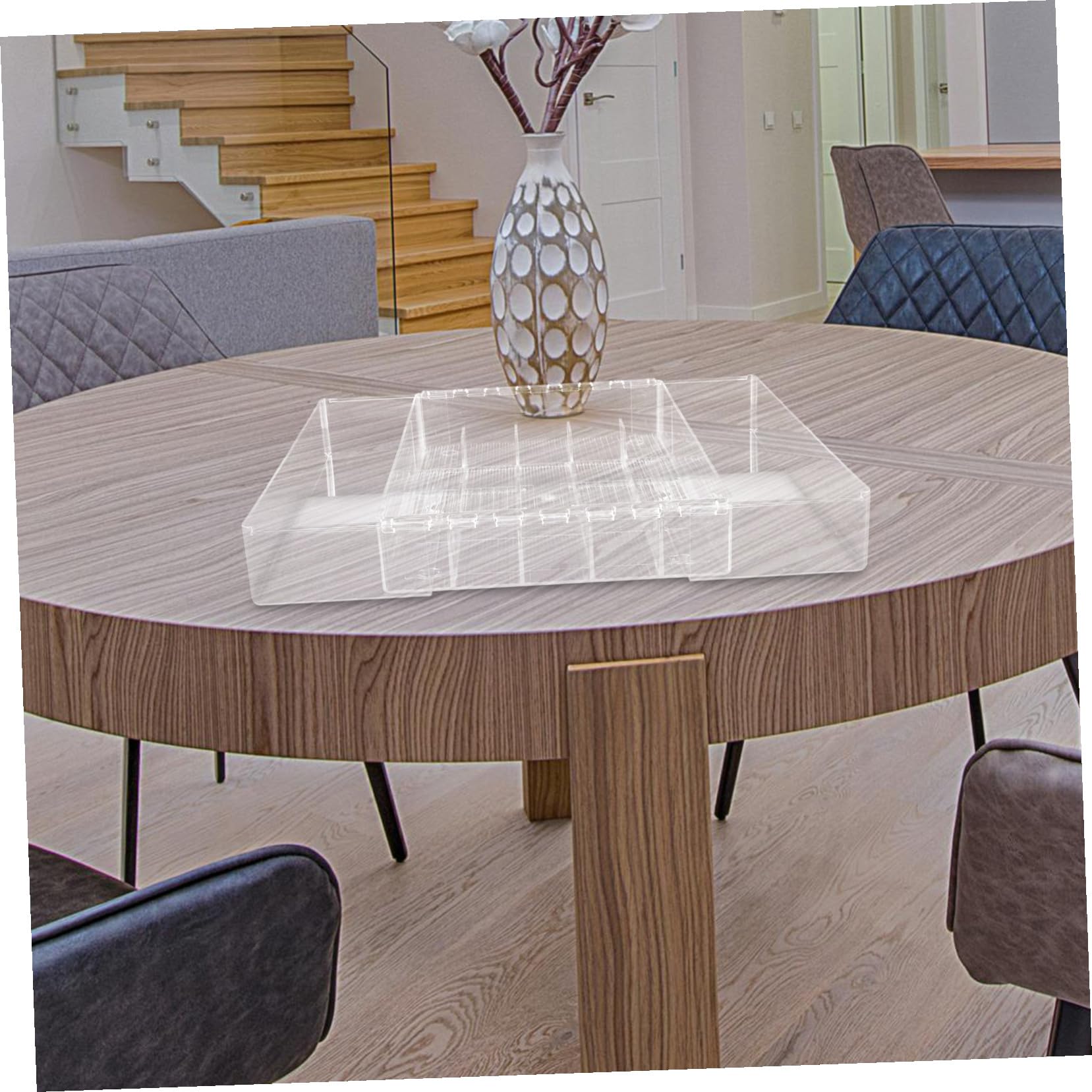 INOOMP Bandeja Extensible de Acrílico para Cubiertos Compartimentos Múltiples, Organizador de Utensilios Resistente y Adecuado para Cajones de Cocina y Baño