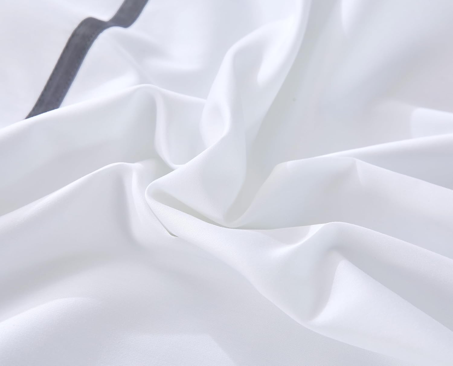 Karen 2 Pieces White Duvet Cover Set Without Filling Grey Stripe Trim 100% Egyptian Cotton 300 Thread Count Soft Sateen Hotel Collection Zipper Closure Corner Ties (White Grey, Twin)…