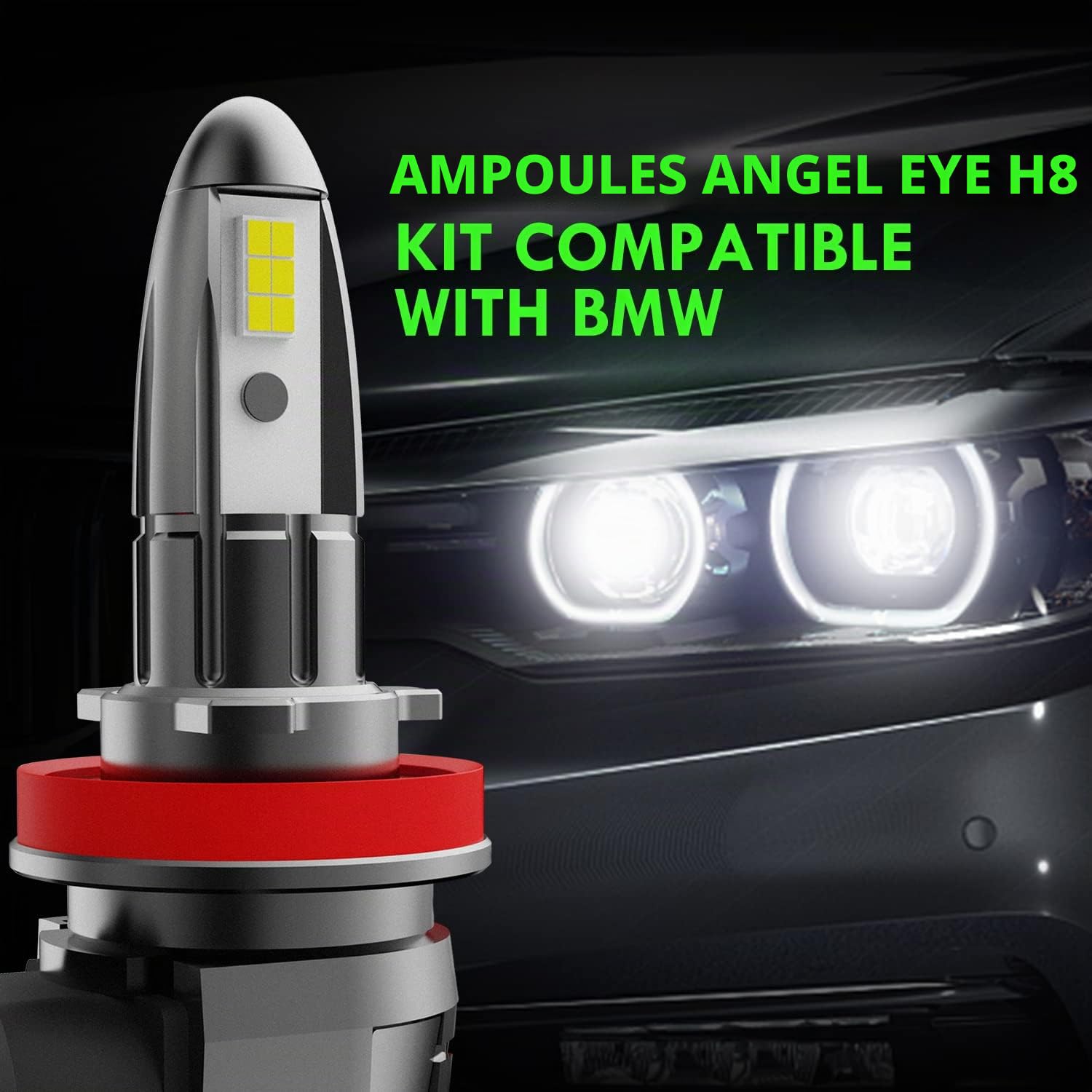 H8 LED Angel Eyes Bulbs 12V 40W 6000K Blanc H9 H11 H16 Feux de Brouillard Halo Bague Marqueur Ampoules CanBus pas d'Erreur Pour E90 E91 E92 M3 E93 E70 X5 E72 X6 E60 E61 E82 E84 X1, 2 Pièces
