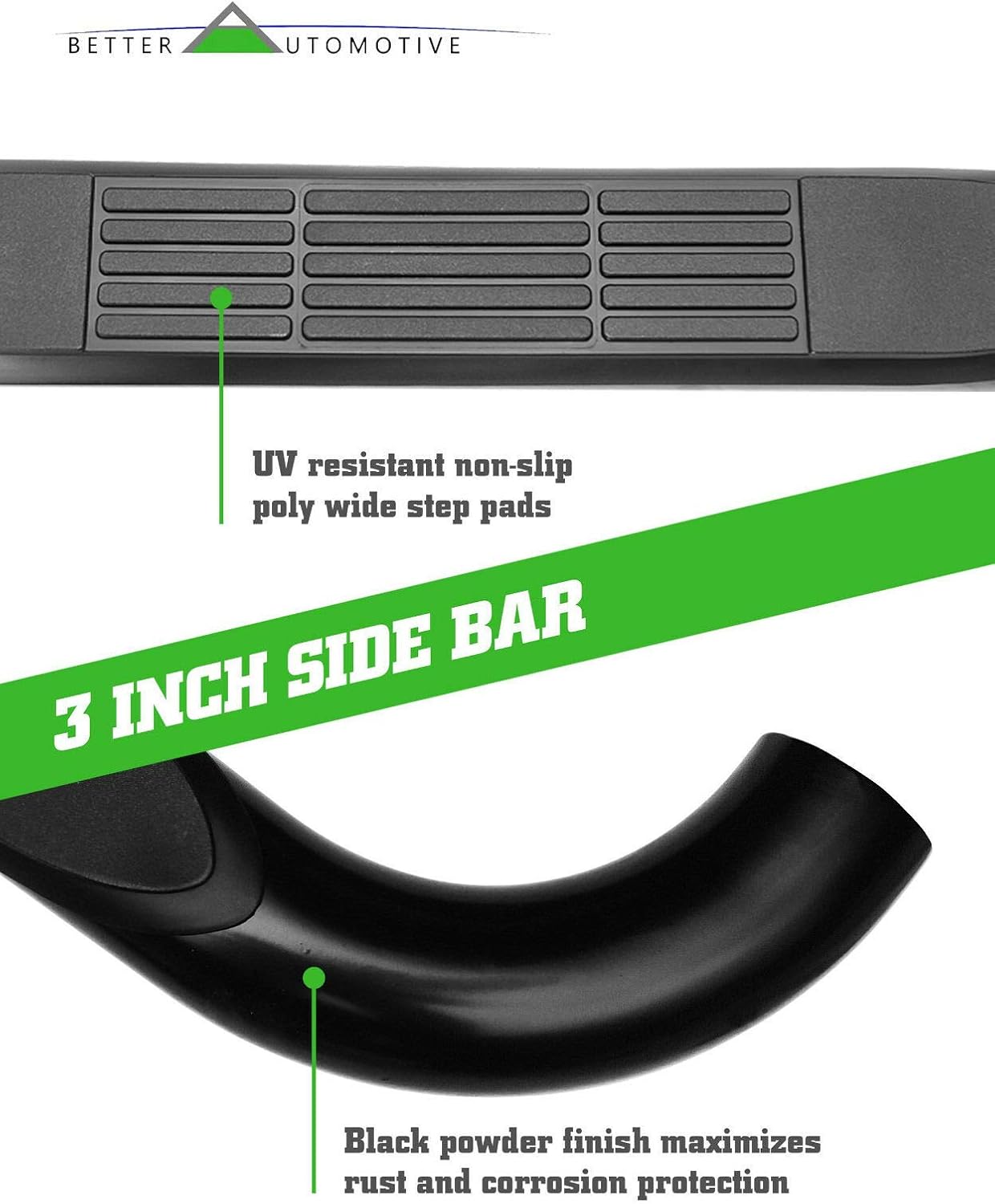 3" Side Step Rails Nerf Bars Running Board Steps Compatible with 2006-2014 Honda Ridgeline Black