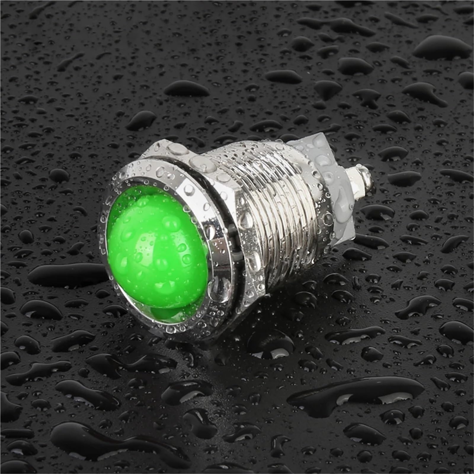10 pezzi 19 mm LED spia luminosa in metallo AC/DC 3~220 V Mini spia di segnalazione IP65 spia luminosa a LED impermeabile(Ball Green Light,12V-24V)