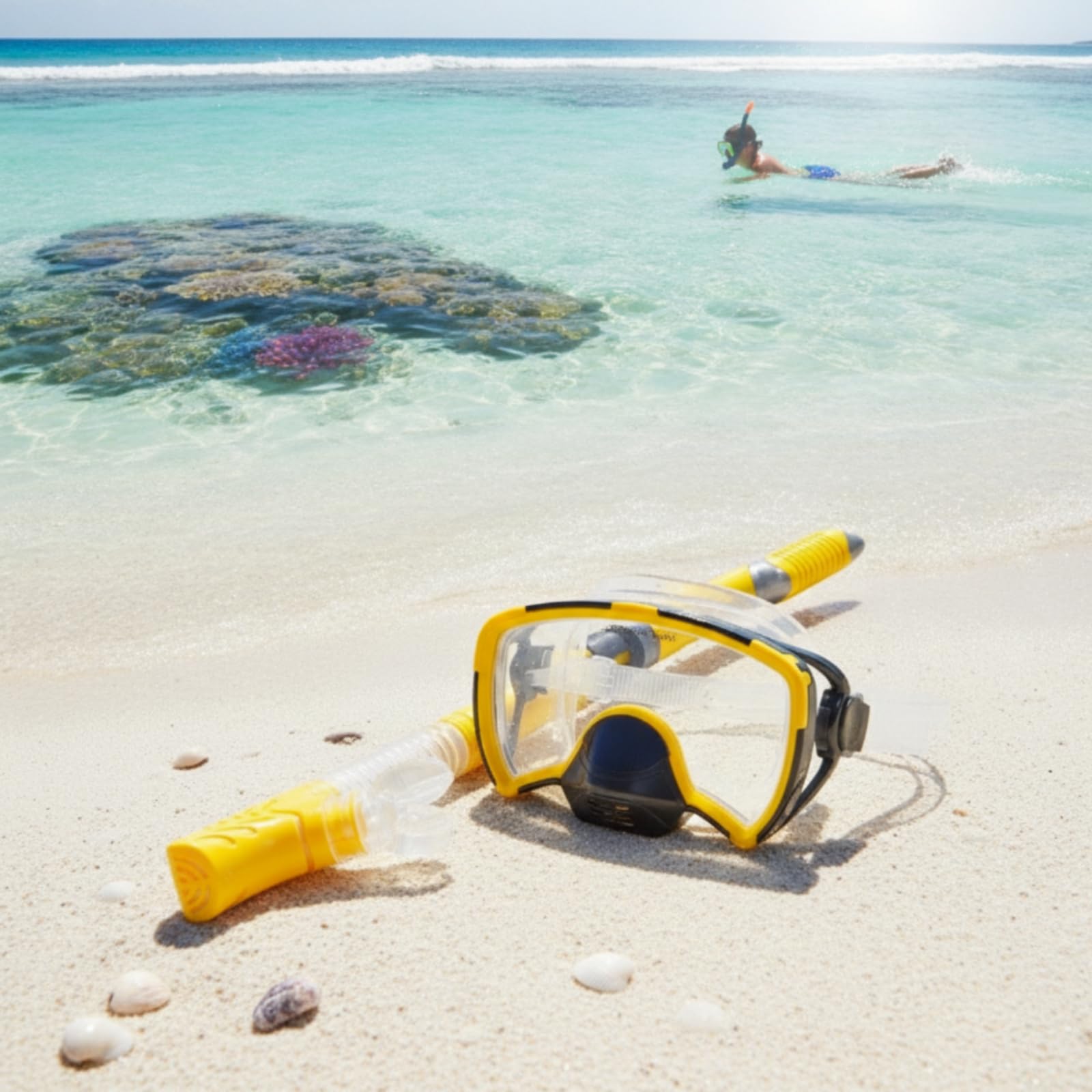 Amagogo Maschera Subacquea con Snorkel Set Maschera Snorkeling Boccaglio Lente in Vetro Temperato Cornice Robusta Cinturino Regolabile Fibbia Facile Rilascio