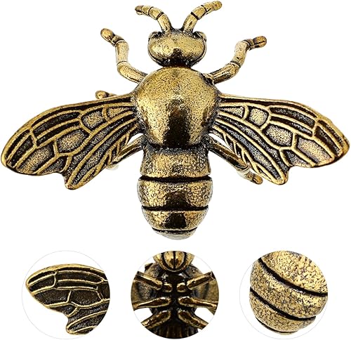 Miniatura 6 de Figura de abeja retro de latón, figuras de insectos, estatua coleccionable, arte de metal, escultura de abeja, adorno de mesa