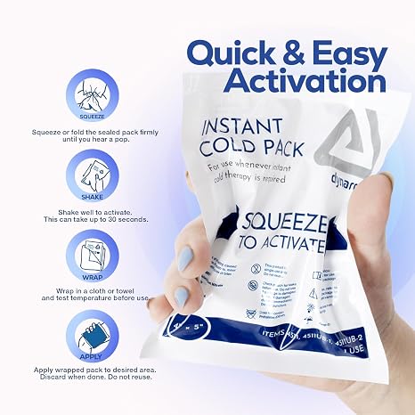 Dynarex Instant Cold Packs - Disposable Cold Compress for First Aid - Portable and Conforms to Body Contours - Quick Activation - 4 x 5 - 24 Count