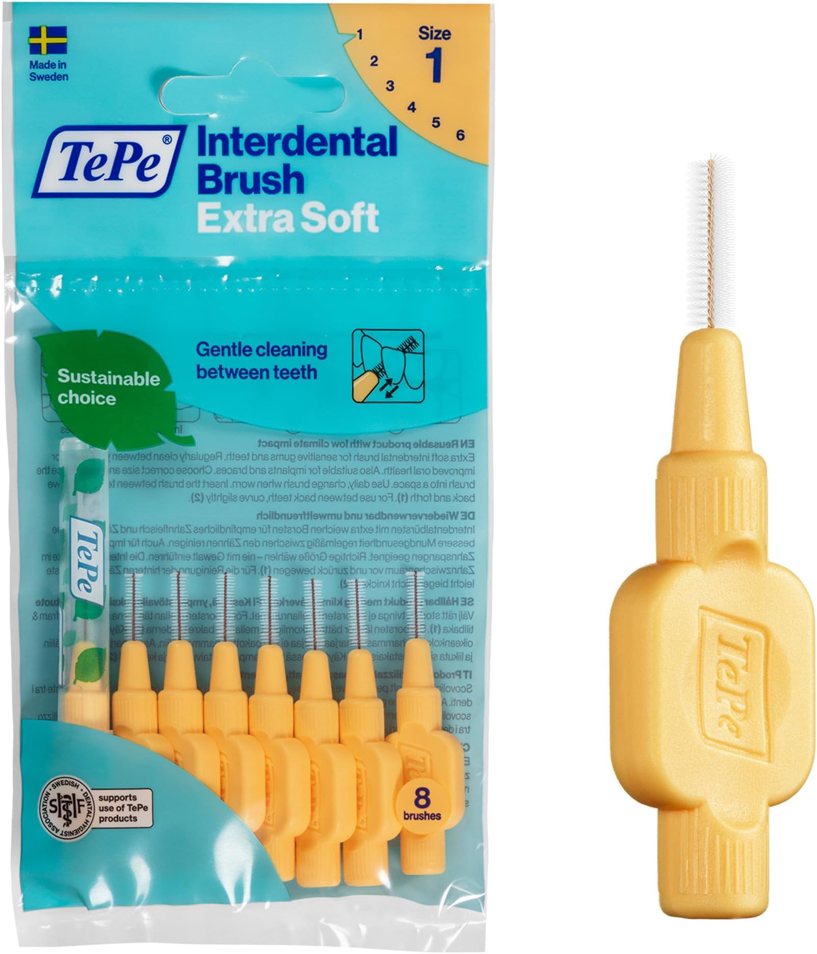 TePe Interdental brushes X-soft Light Orange 0.45 mm, 1 Pack. (1x8 Pcs) by TePe