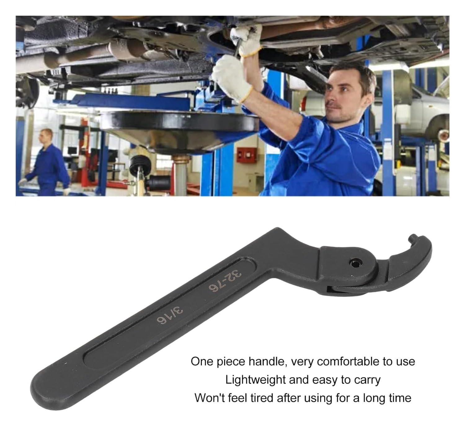 Llave de gancho de llave, cabeza redonda ajustable de 1 1/4 a 3 pulgadas, CRV para equipos mecánicos de vehículos, ideal para apretar tuercas y rodamientos