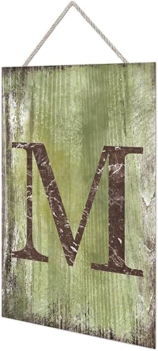 Vista 299 de Letrero colgante de madera con letra J, letrero de madera para decoración del hogar, 26 letras del alfabeto de metal, placa de madera, decoración