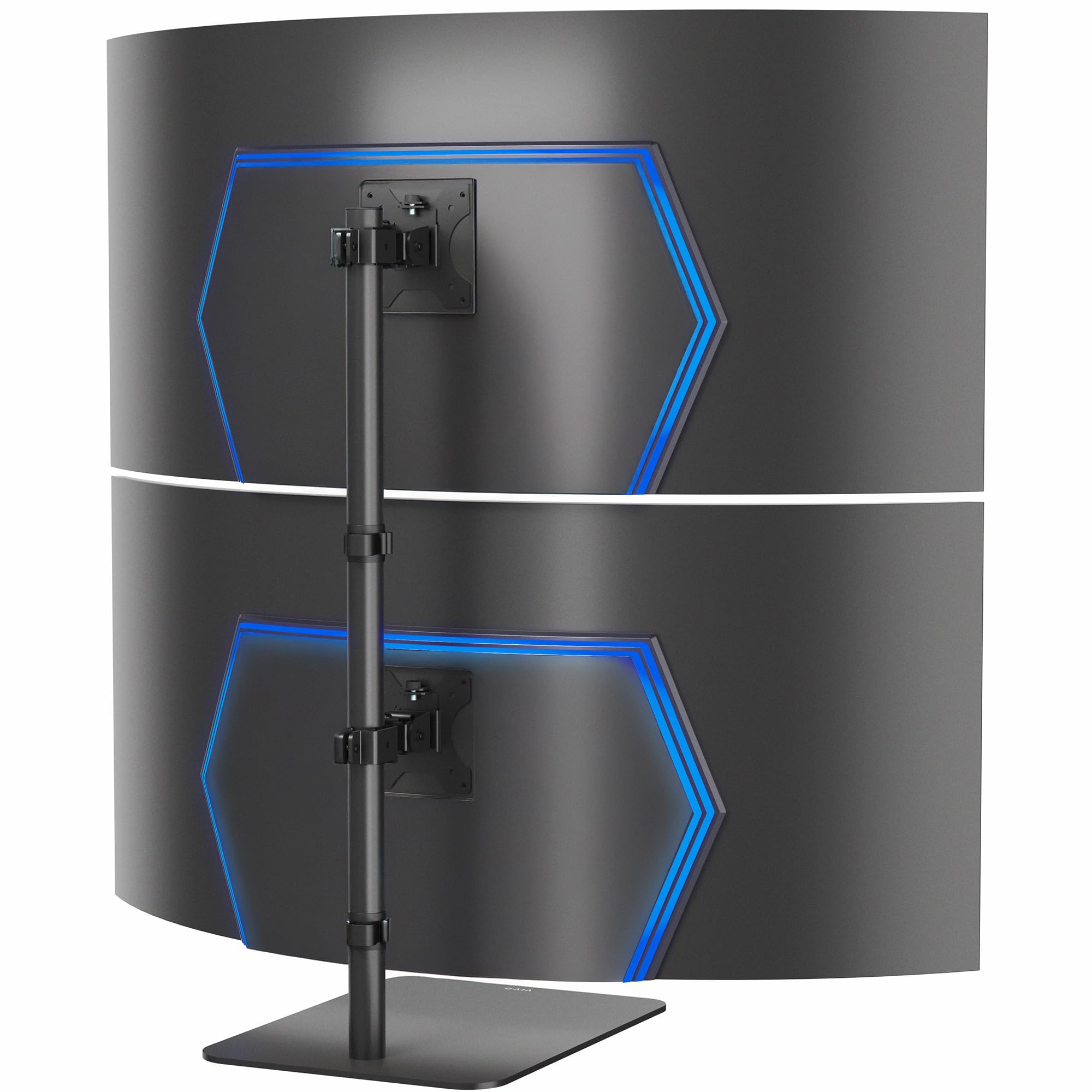 VIVO Freestanding Dual Vertically Stacked Ultra-Wide Monitor Desk Stand, Extra Tall Heavy Duty Adjustable Mount for 2 Ultrawide Screens up to 45 inches, 25 lbs Per Screen Capacity, Black, STAND-V200L