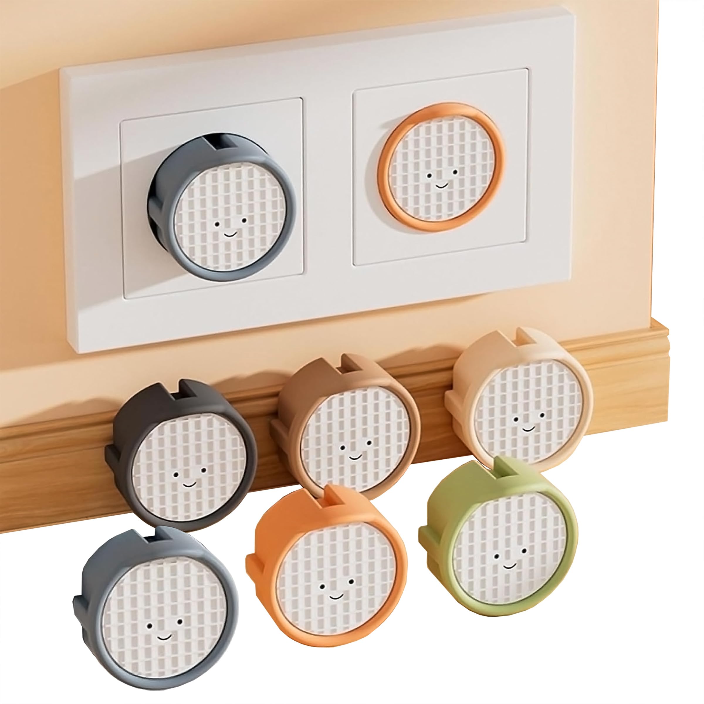 Lawen Creative 6 Stück F-Typ-Steckdosenabdeckung mit Smiley, Silikondose Dekorative Abdeckung, Verhindert Kontakt von Kindern, Steckdosenschutz, 6 Farben