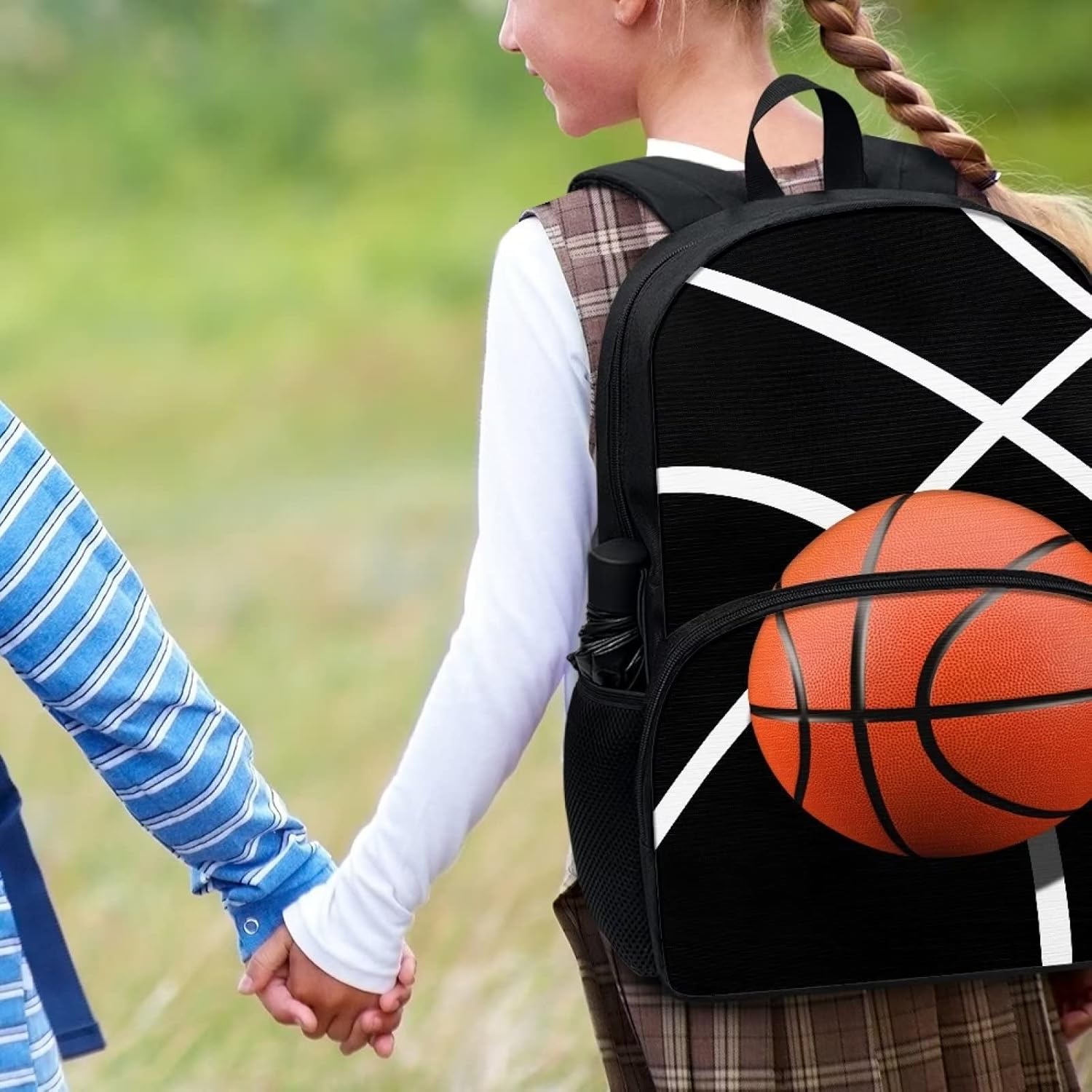 School Bags for Kids Girls Boys Elementary Middle School Students Backpack Cool Basketball Print Children Book Bags Casual Large Capacity Travel Daypack Computer Bags(17 Inches)