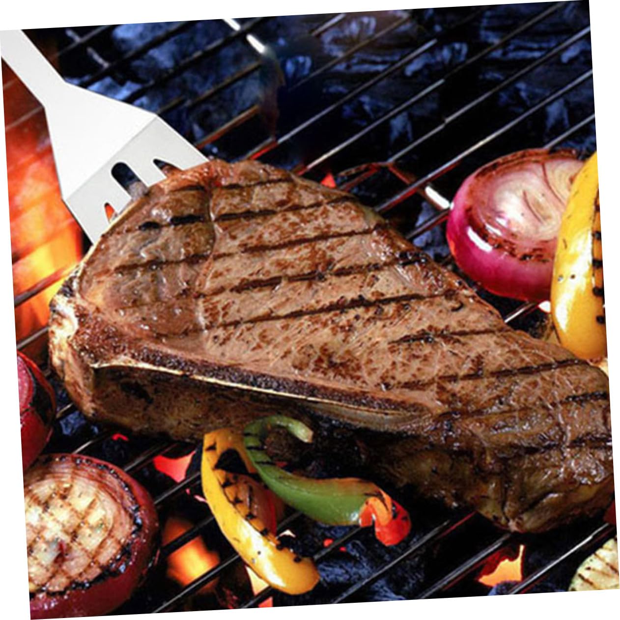 Mobestech 12 Stück Teiliges Edelstahl Bbq Grillbesteck Set mit Tasche Grillspatel Zange Messer Gabel Bürste und Grillzange Praktisches Grillzubehör für Camping Picknick und Outdoor