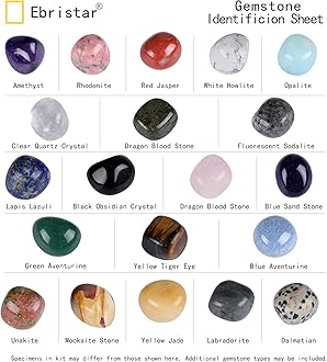 Tumbled Stones and Crystals Bulk, 20 PCS 1/2" - 1" Size Random Assorted of Natural Tumbled Polished Gemstones for Jewelry Making, Decoration, Healing Stone, Reiki, Chakra (Mixed Stones)