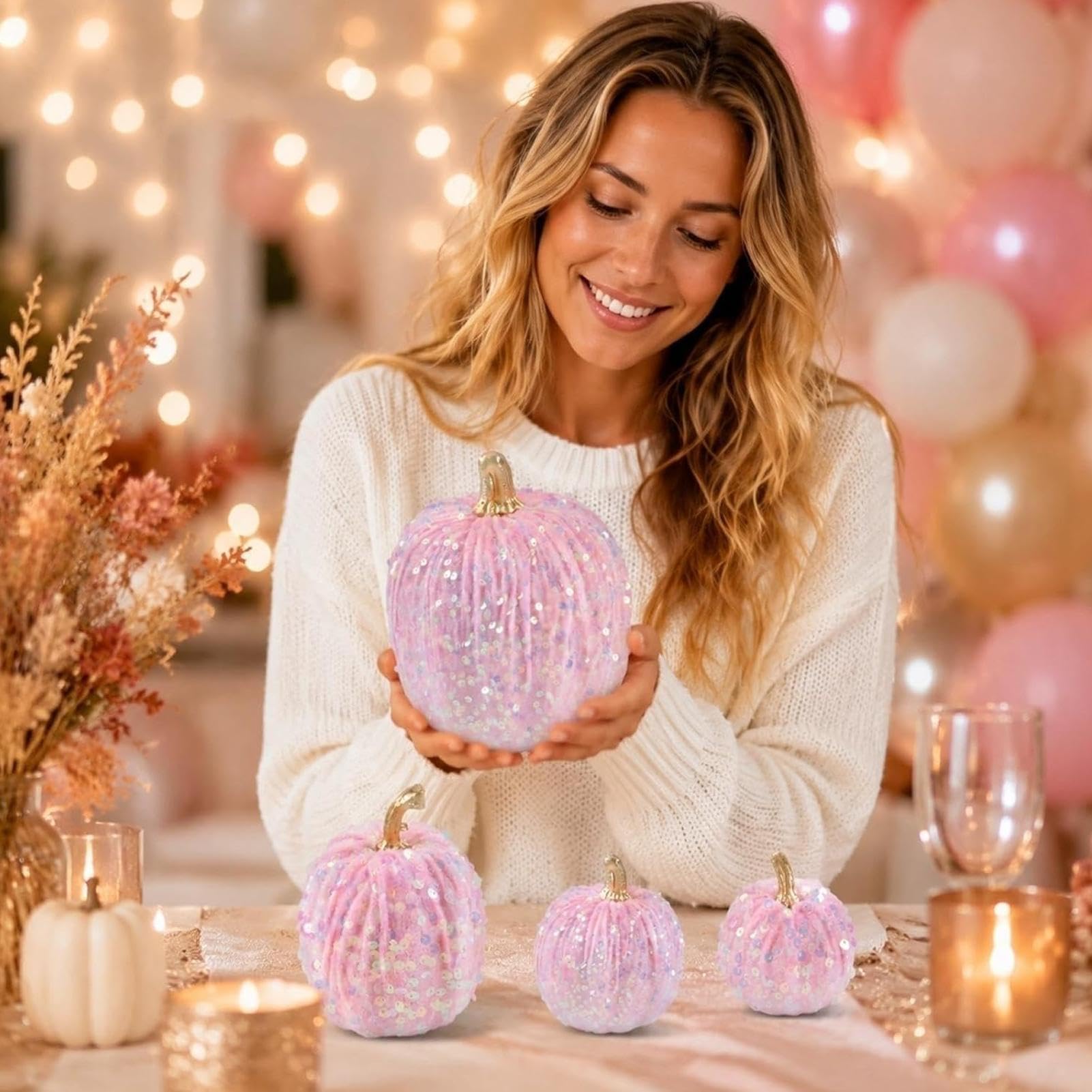 Zucche Di Velluto Decorazioni Autunnali 7 Pezzi Decorazione Artificiale