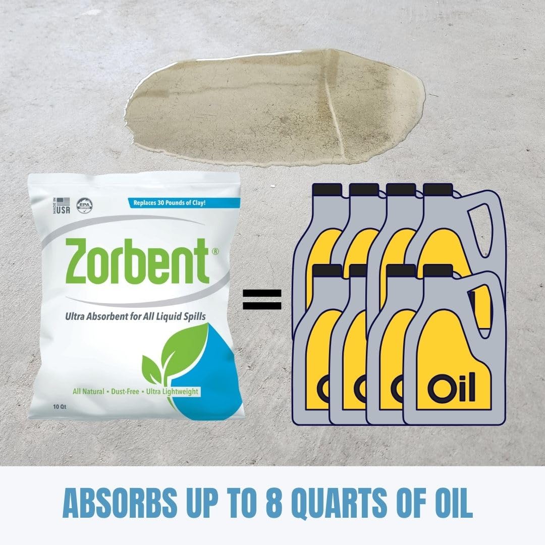 Zorbent Kit de derrames de líquidos, 16 veces más absorbente que la arcilla, vómito de grado comercial, orina, aceite, todo el polvo líquido para derrames limpia rápidamente los desastres repulsivos,