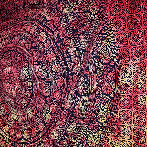 Image of Craft Trade 84x90 Inches Psychedelic Orange Cotton Mandala Ombre Wall Hanging Tapestry