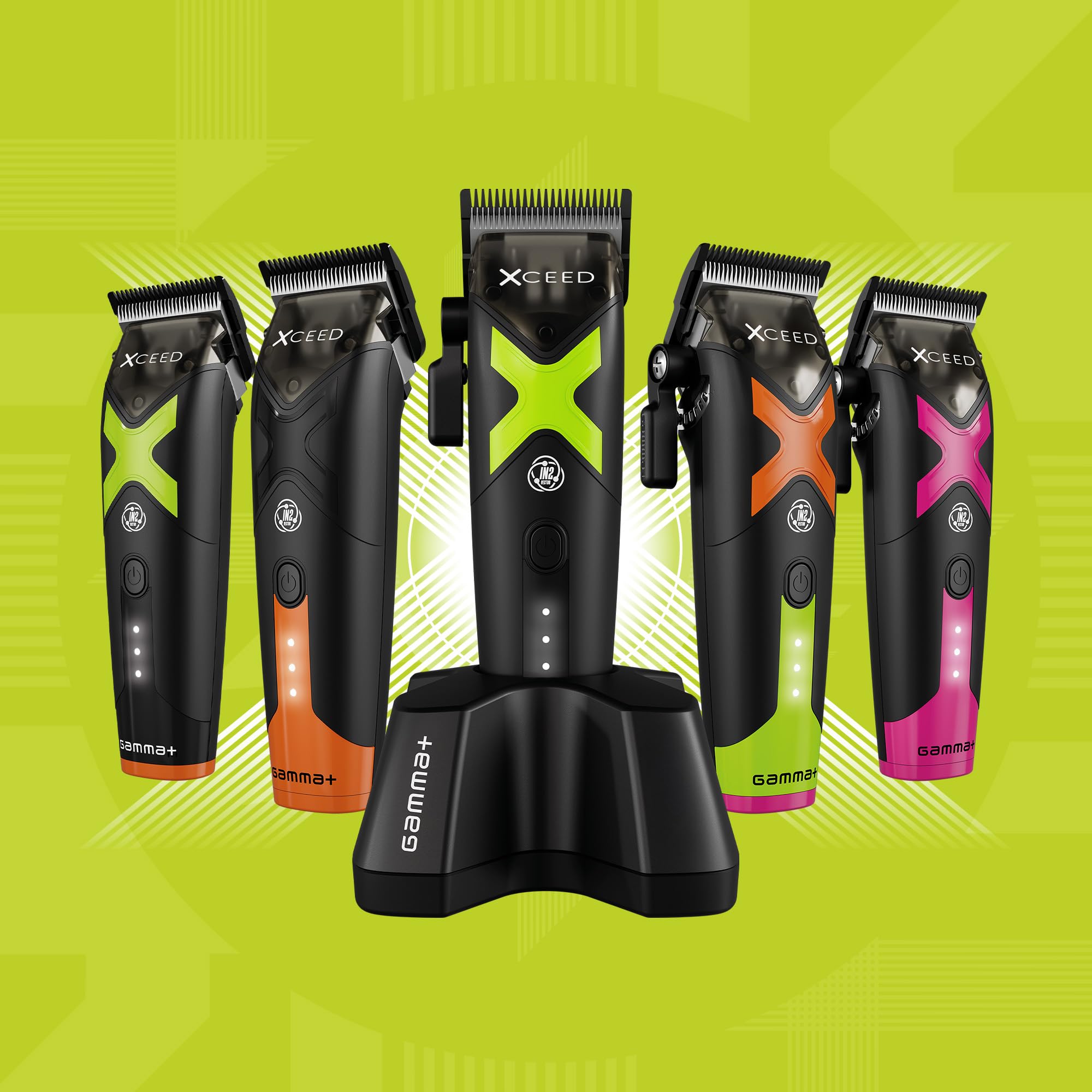 GAMMA+ XCeed Professional Cordless Barber Hair Tools Collection with IN2 Vector Motor -Hair Clippers, Trimmers, and Shavers for Precision Grooming
