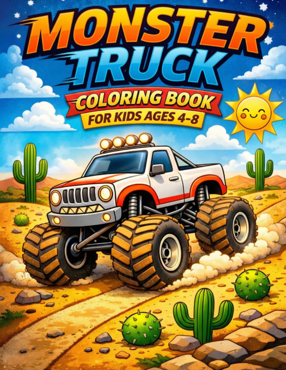 Monster Truck Coloring Book for Kids: Big and Easy Monster Trucks with 30 Coloring Page for Boys and Girls Ages 4-8