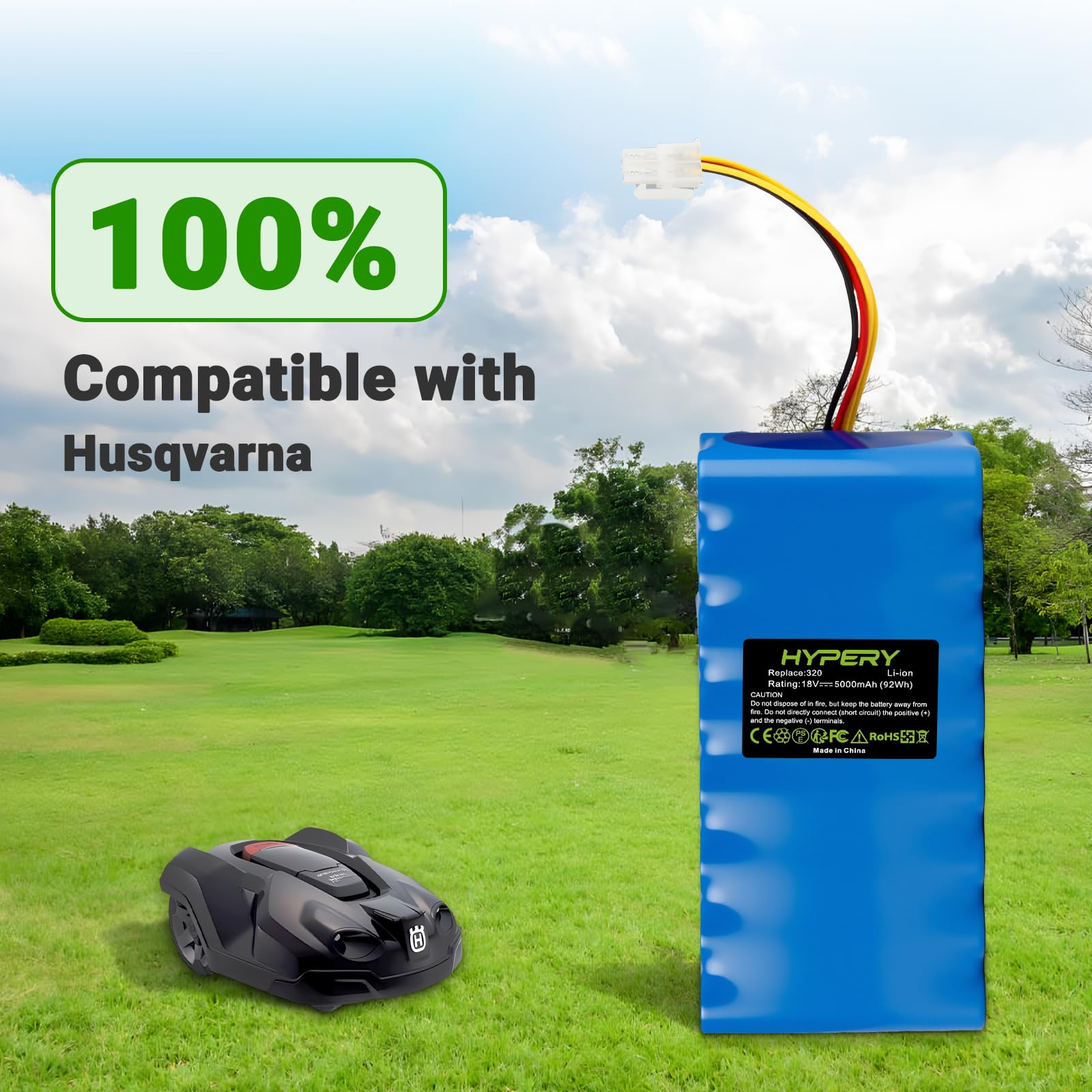 Batteria di ricambio agli ioni di litio 18V 5000mAh per Husqvarna Automower 320, 330X, 420, 430, 430X, 440, 450X, 520, 550 robot rasaerba, sostituzione per 580 68 33-01, 580 68 33-02