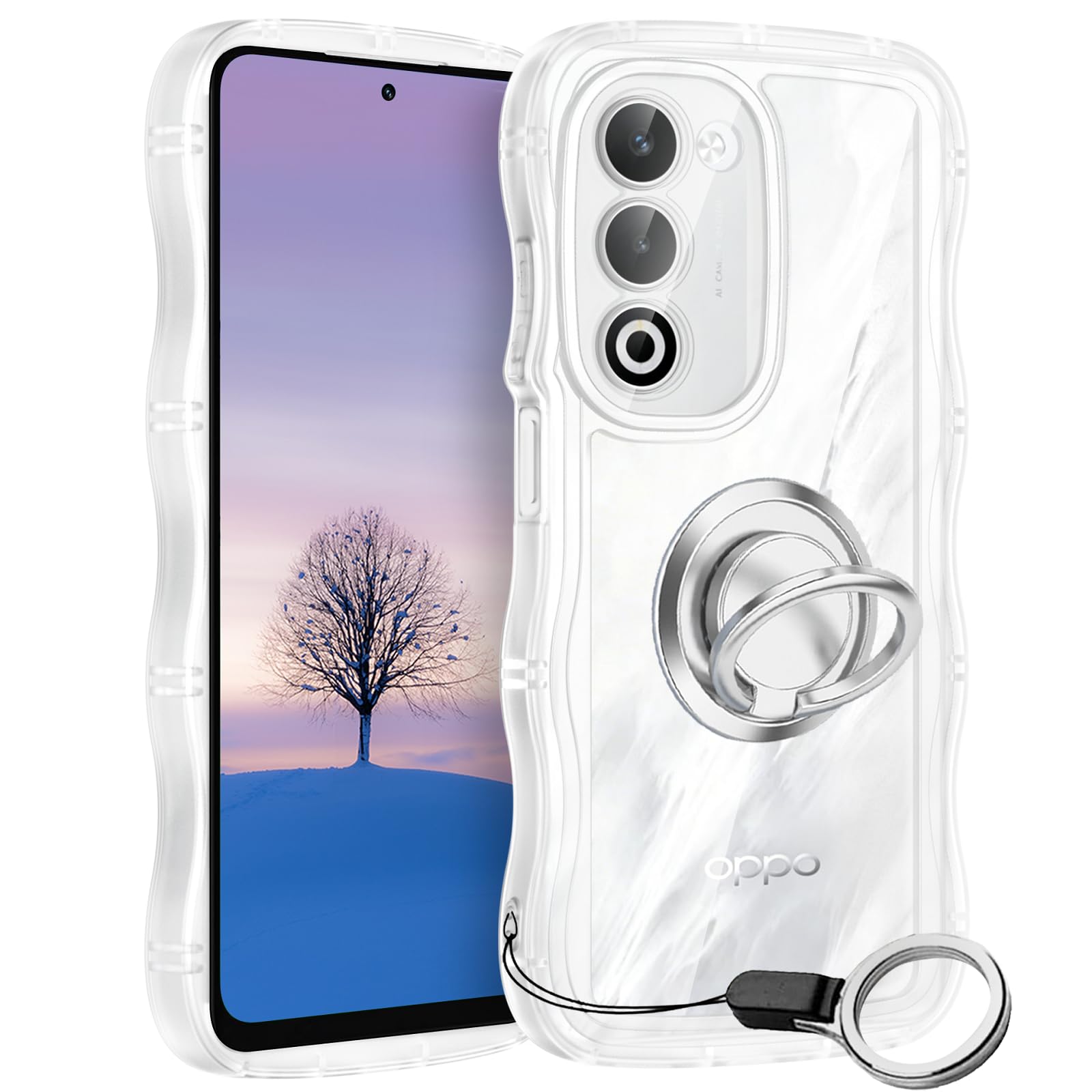 Amazon.co.jp: OPPO A5 5G-ケース クリア ウェーブ リング付き TPU波状