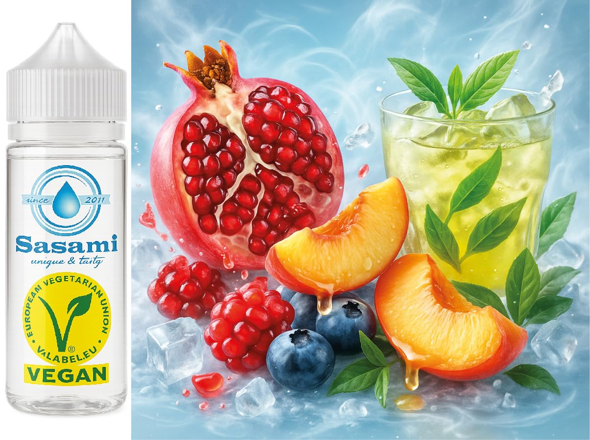 Crimson Breeze – granat brzoskwinia zielona herbata Ice aromat koncentrat – Wegański – Sasami – 100ml
