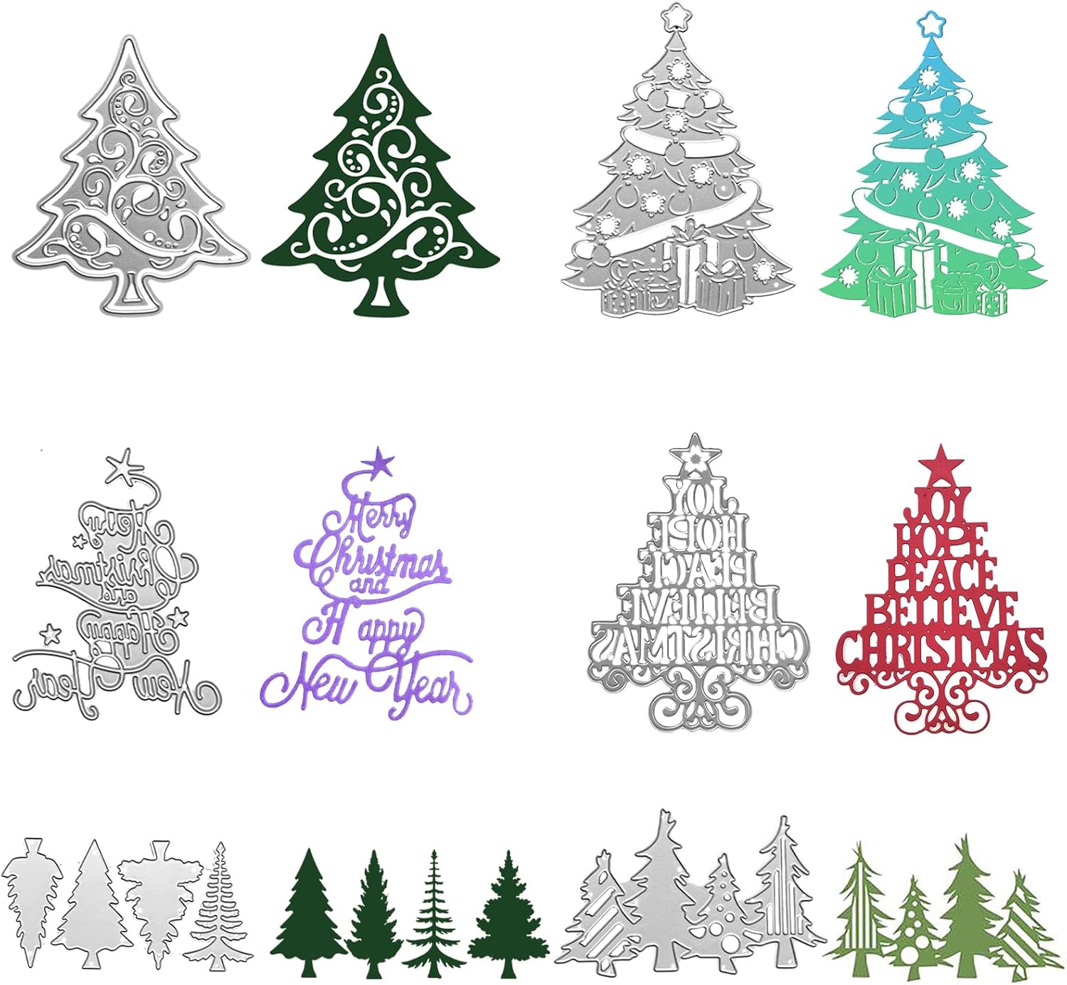 6 Pieces Christmas Tree Dies,Christmas Theme Metal Cutting