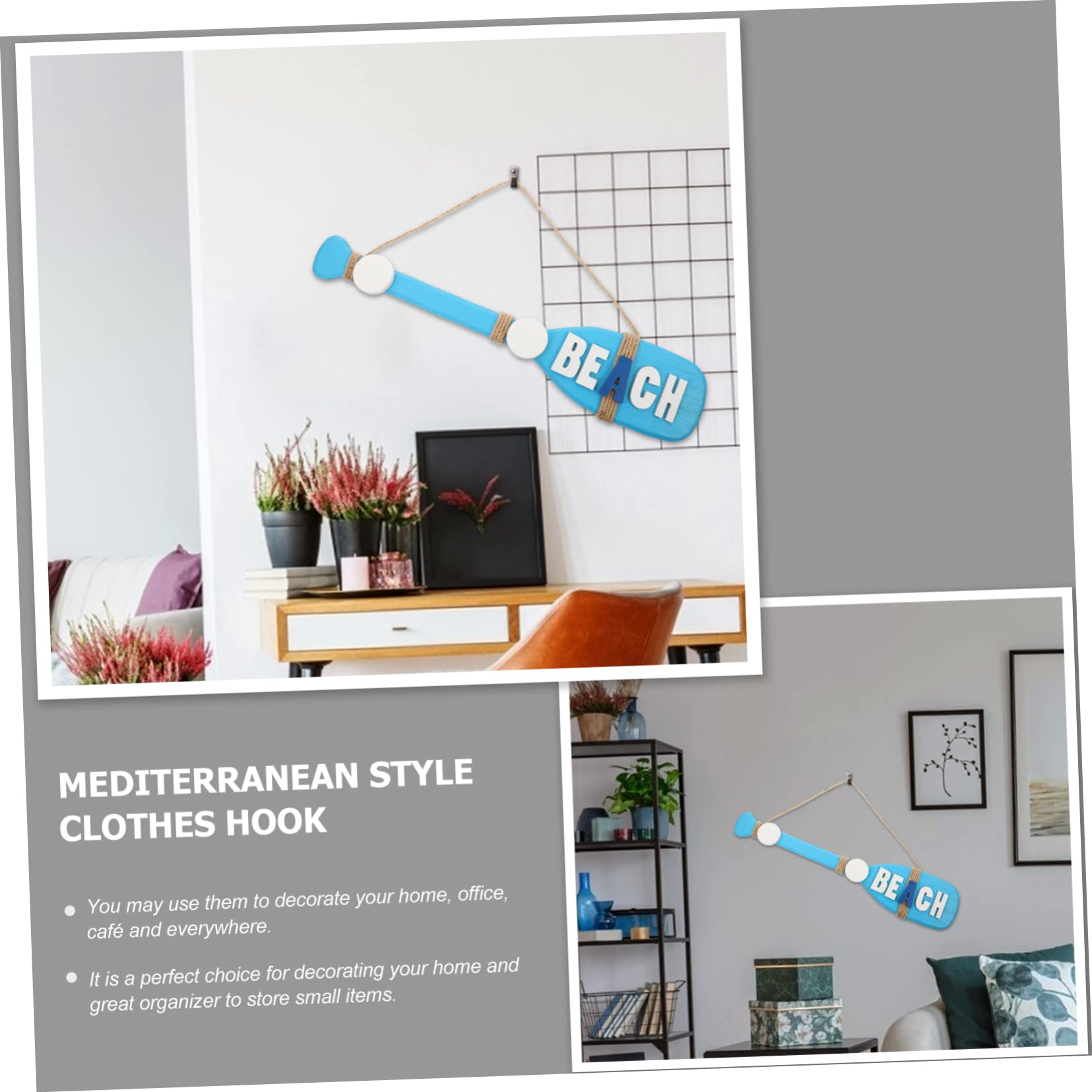 Alipis 3 Piezas Gancho De Perchero De Pared Para Ropa Ganchos De Pared De Gancho De Pared Decorativo Colgante De De Playa Decoración De Mesa Náutico Madera De Pino Blue