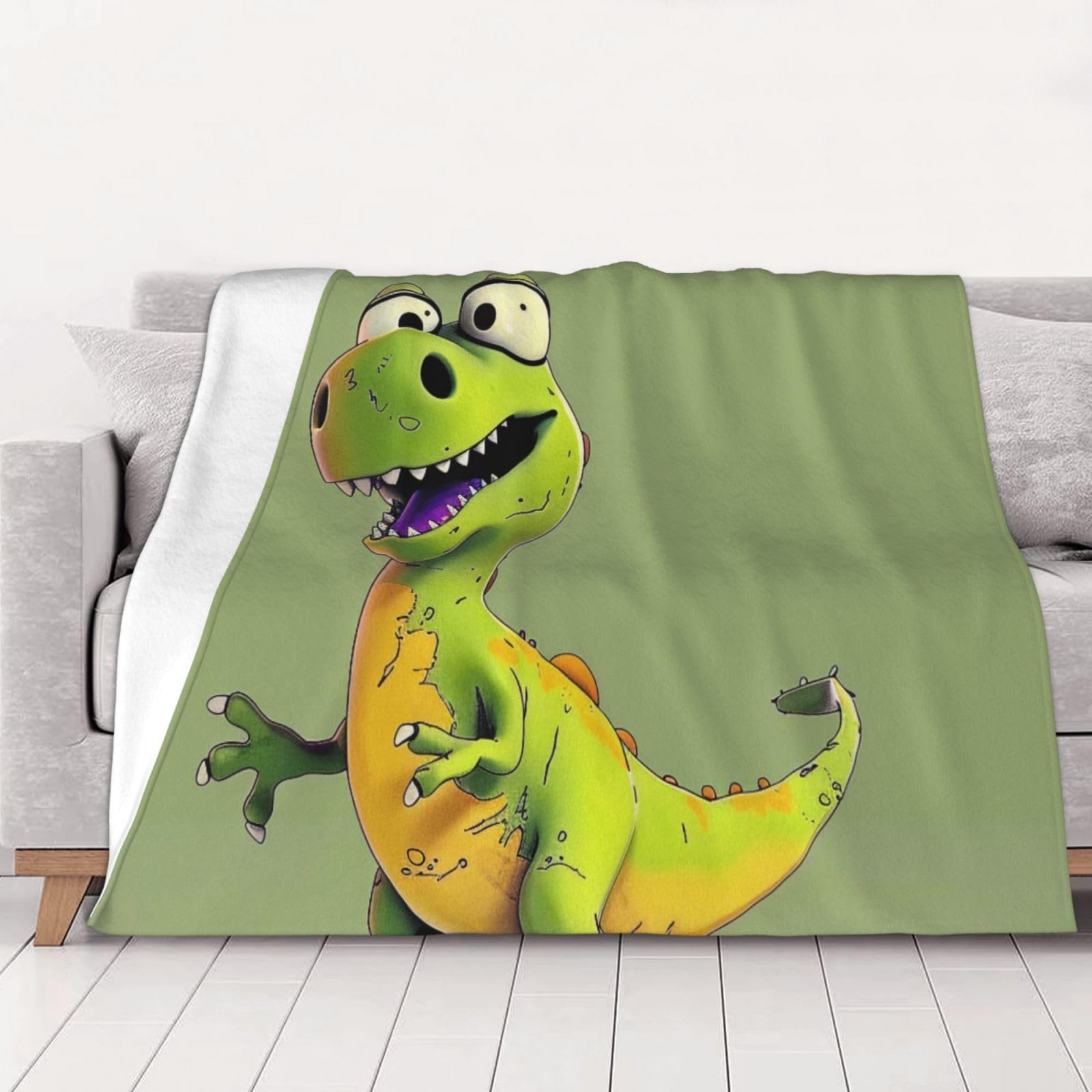 Couverture en flanelle dinosaure 150x125 cm douce et chaude pour lit et canapé