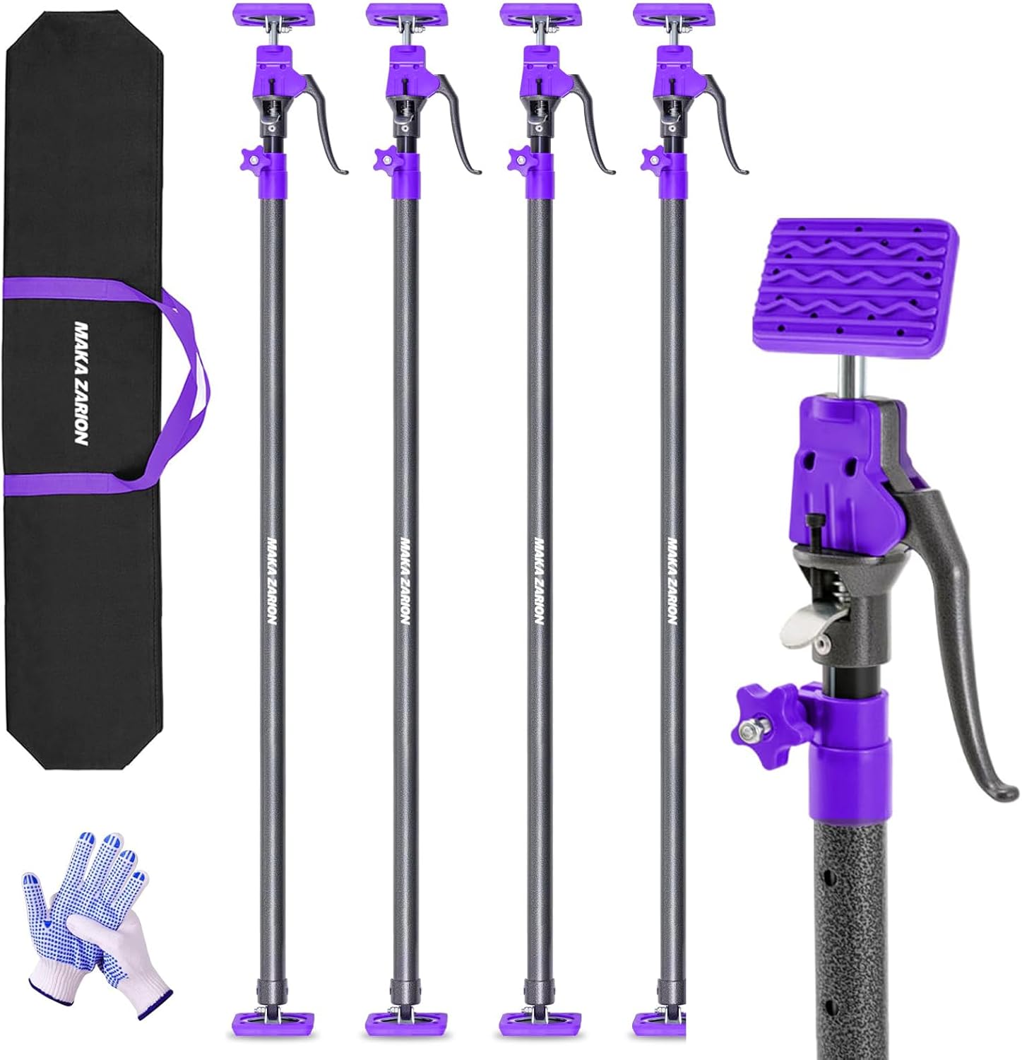 Quality Steel Adjustable Cabinet Jack Support Pole, Quick Support Rod & Drywall Jack, Zip wall Dust Barrier Poles, 3rd Hand Support System 154LB, Cabinet Installations from 49.2-114.2 in, 4-Pack