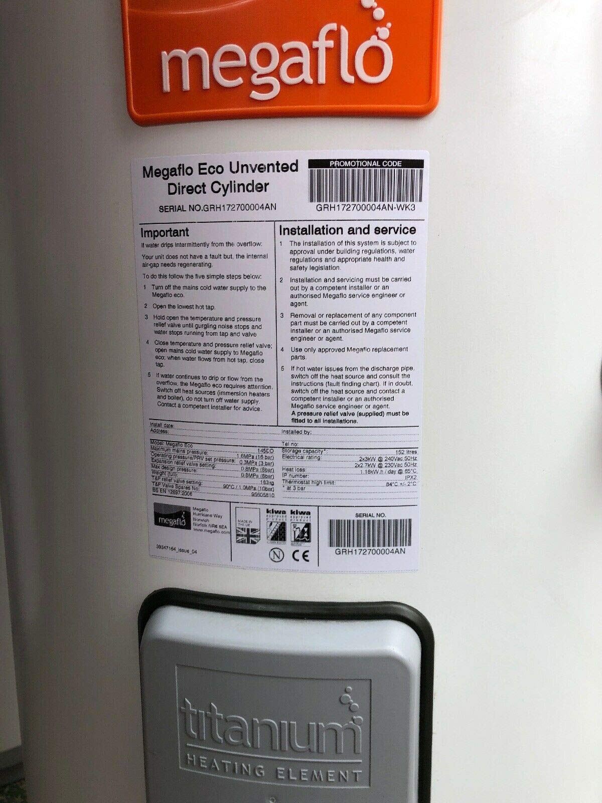 Heatrae Sadia Megaflo Eco 145DD Direct Unvented Hot Water Cylinder, White :  Amazon.co.uk: DIY u0026 Tools