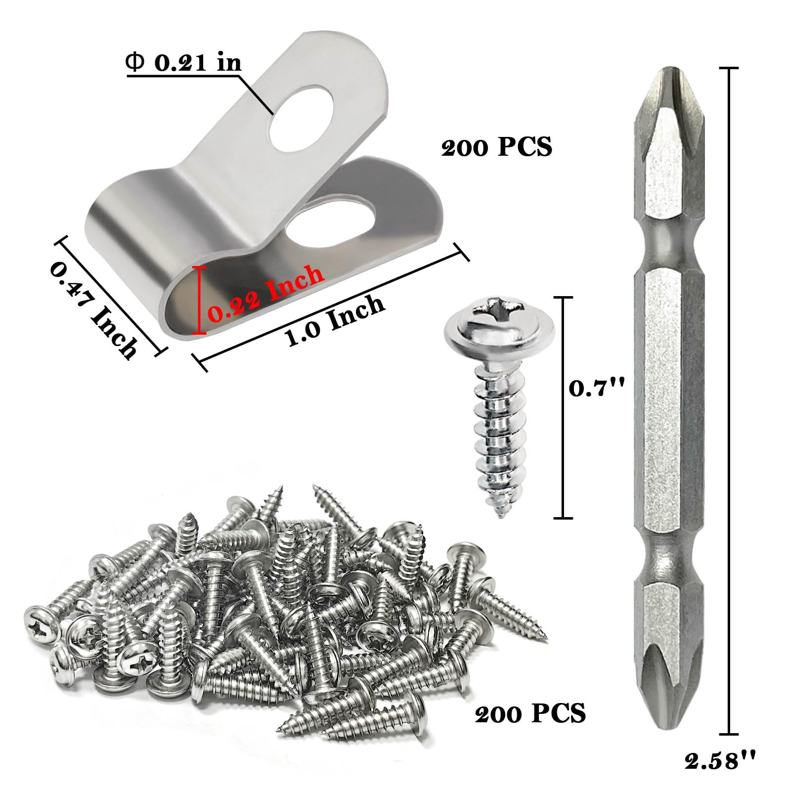 BESTEEL 200 clips de alambre de acero inoxidable T304 mejorados, abrazadera de cable para valla agrícola, abrazaderas de alambre para valla de alambre de calibre 4, 6, 8 y 10-16, clips de valla de